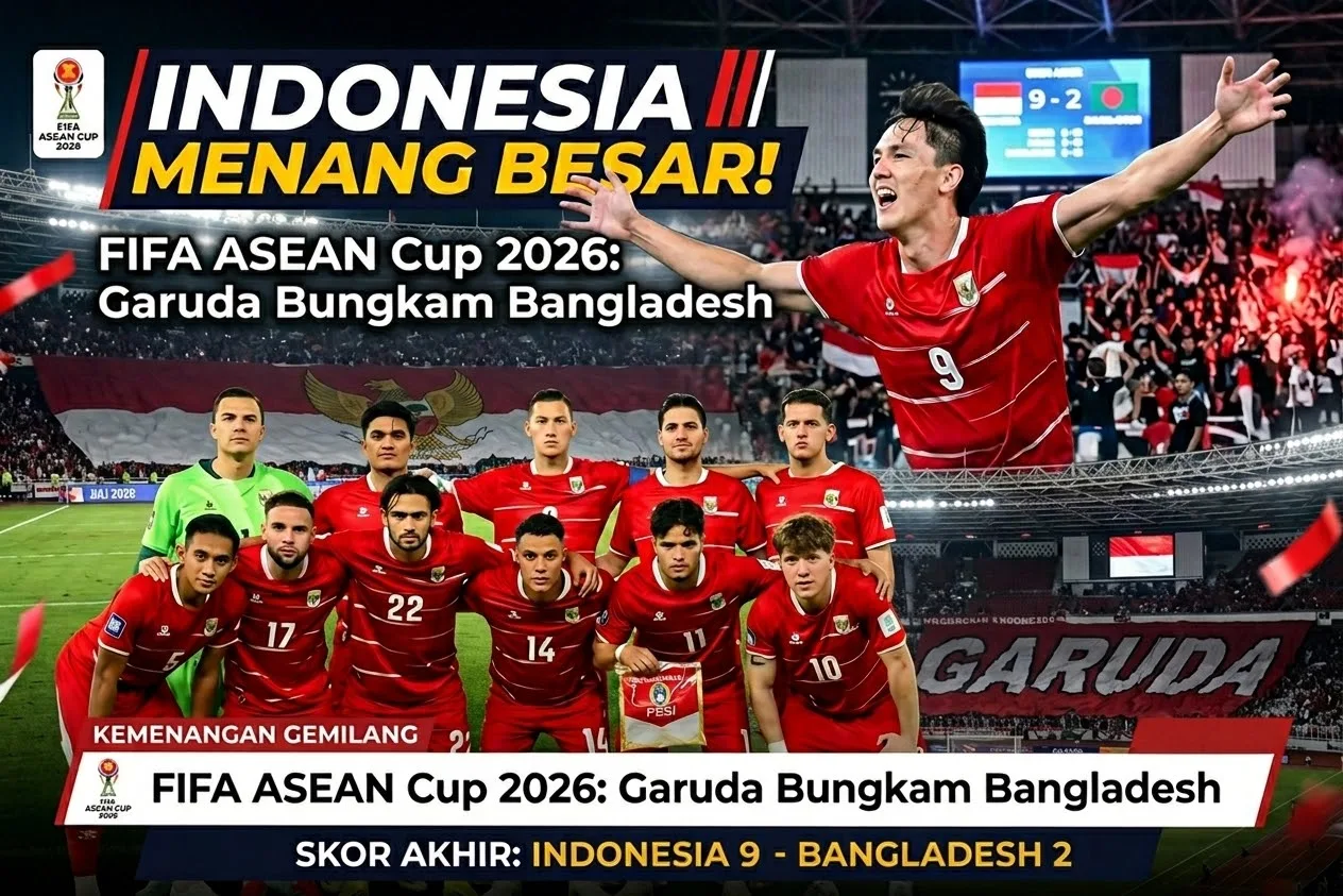 Indonesia Hajar Bangladesh 9-2, Drama Gol Menit Akhir Antar Garuda ke Final FIFA ASEAN Cup