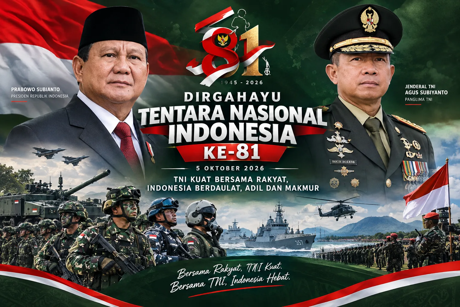 Peringatan HUT ke-81 TNI, Teguhkan Pengabdian untuk Rakyat dan Kedaulatan Negara
