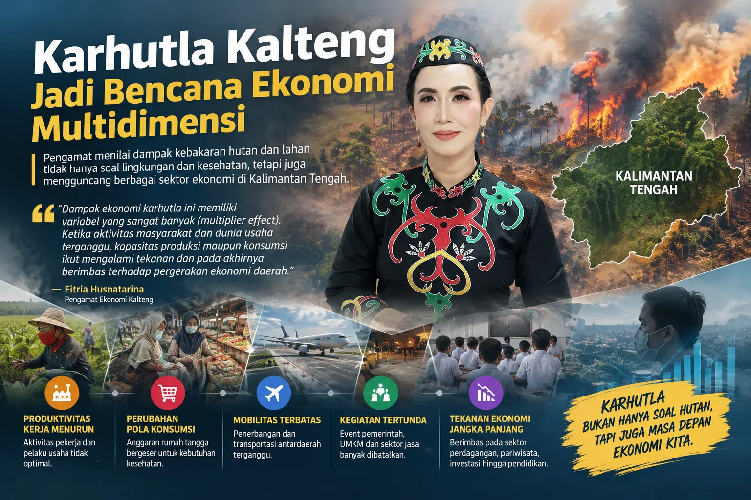 Asap Mengepung, Ekonomi Kalteng Tertekan: Karhutla Picu Dampak Multidimensi