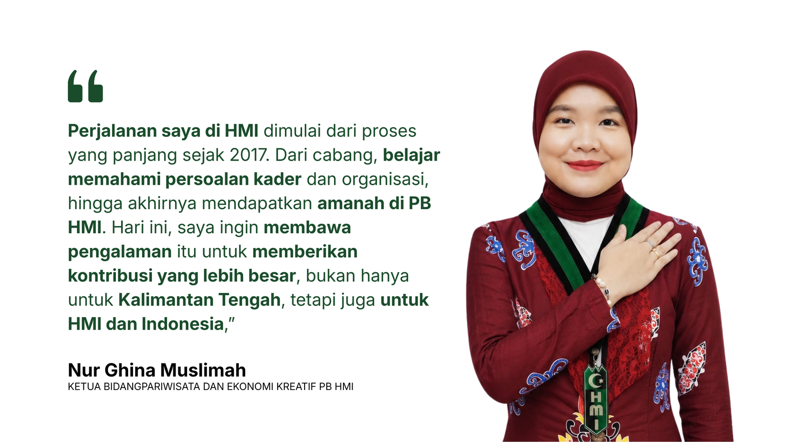 Jejak Nur Ghina Muslimah, Kader HMI Kalteng yang Membidik Kursi Ketum PB HMI 2026-2028