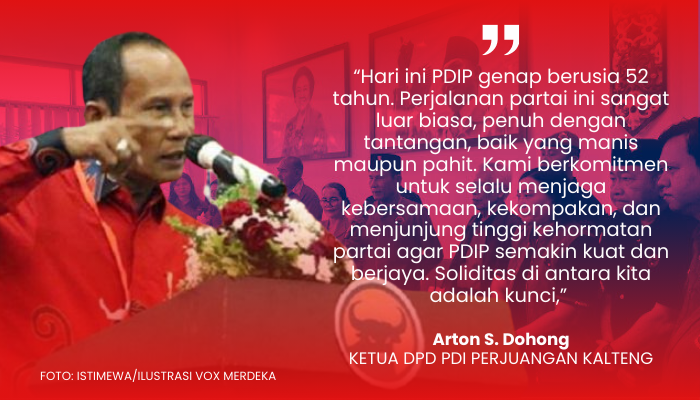 Peringati HUT Ke-52 PDIP, Arton: Refleksi dan Solidaritas Kunci Semakin Kuat dan Berjaya