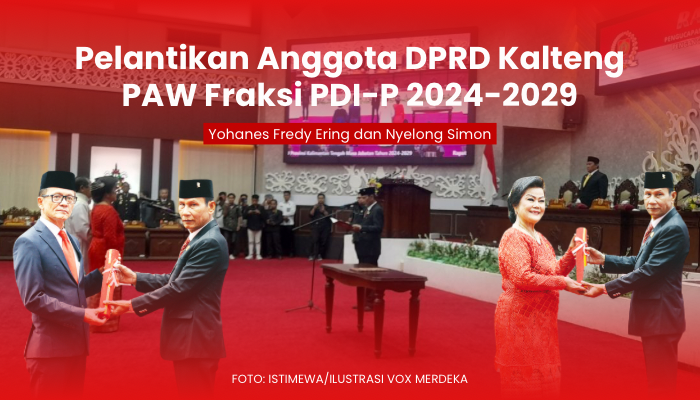 Yohanes Freddy Ering dan Nyelong Inga Simon Resmi Dilantik Sebagai Anggota DPRD Kalteng